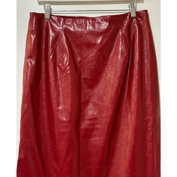 J.CREW Collection Wrap Skirt Berry Sangria Faux Patent Leather Size 8 NWT Lined - Picture 12 of 16